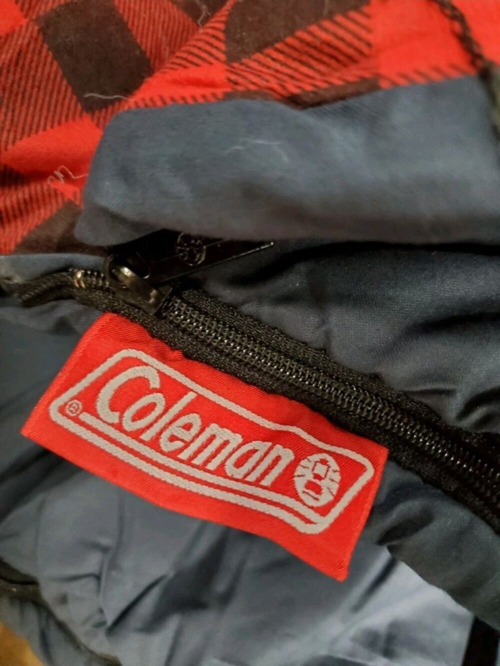 Vintage COLEMAN Plaid Flannel Lined Heavy Duty SLEEPING BAG 30” x 72” - Picture 2 of 6